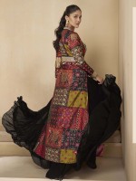 Black Real Georgette Gown Shrug Style Gown